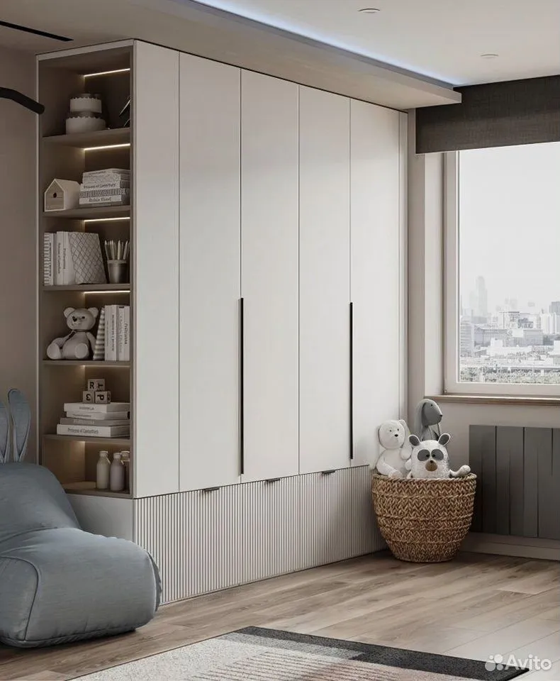 Встроенный шкаф для детской с подсветкой