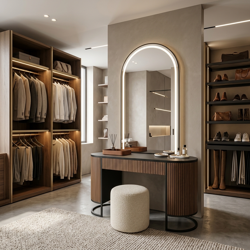 Элегантная гардеробная с аркой